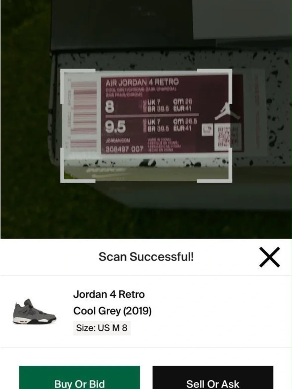 EMPTY BOX ONLY + Inserts - Air Jordan 4 Retro Cool Grey 2019 Size 8 308497-007